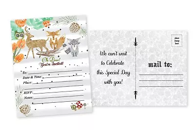 20 Woodland Baby Shower Invitations Deer Boy Baby Shower Fox Raccoon Invites • $16.70