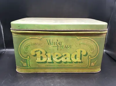 Vintage Rustic Wheat Heart Metal Bread Box Large Tin Storage 70s Decor Farmhouse • $20
