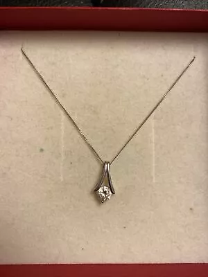 H. Samuel Sterling Silver Cubic Zirconia Pendant Necklace Boxed • £4.99