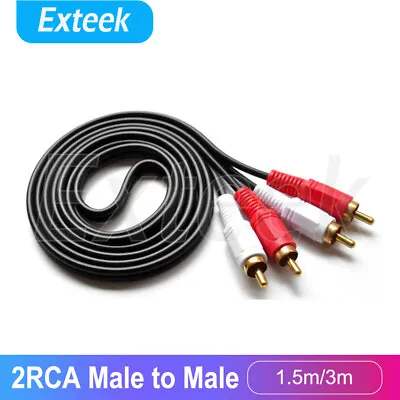 Gold Plated 2 RCA To 2 RCA Male To Male Dual Phono Stereo Audio Cable Cord AU • $6.13