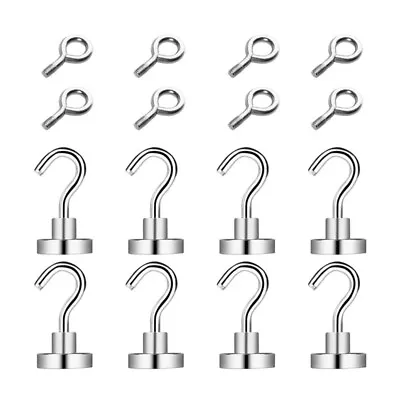 16 Pcs Magnetic Hooks & Eyebolt Hooks Set For Refrigerator Locker Cruise Cabins • £8.69