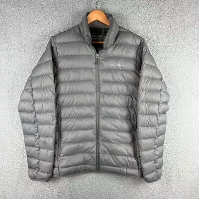 Eddie Bauer Puffer Down Jacket Grey Mens Medium Tall TM - Skiing Camp Hiking • $34.99