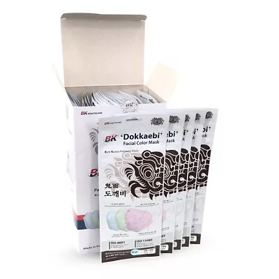 BK HEALTHCARE DOKKAEBI PREMIUM FACE COLOR MASK/ 30 Pcs (Single Color)Large Adult • $32.99