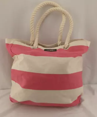 Ralph Lauren Polo Jeans Co Rope Handle Pink Striped Tote Bag Canvas • $24.99