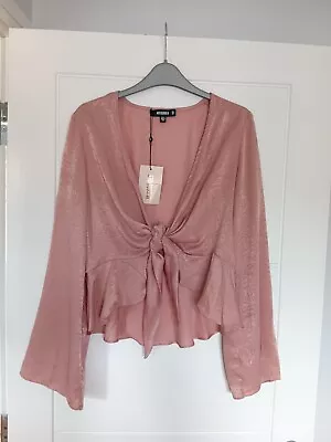 *BNWT* MISSGUIDED Floaty Tie Top Blush Pink Size 12 • £4.99