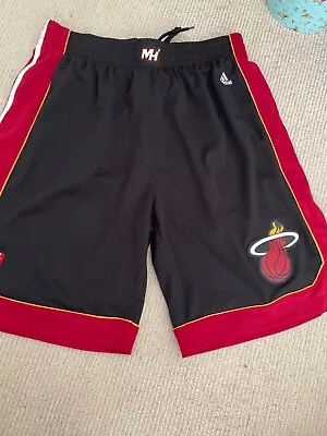 Adidas Miami Heat NBA Road Shorts Black Size XL Good Condition • £26