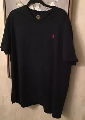 POLO RALPH LAUREN Mens Classic Fit Short Sleeve T Shirt XXL Navy Blue W Red Logo • $9.25