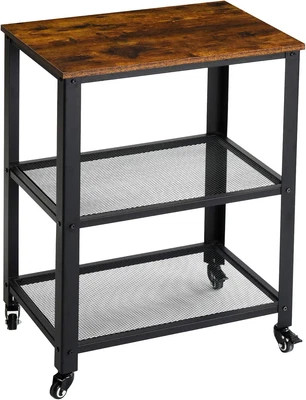 $125.36 • Buy Serving Cart, Vintage Kitchen Bar Cart On Wheels, 3-Tier Microwave Heavy Duty St