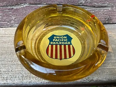 Vtg Thick Amber Glass Advertising Ashtray Union Pacific Railroad Uprr • $21.95