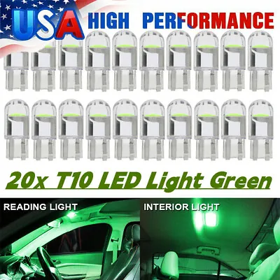 20X T10 LED COB Green W5W Car Interior Light Dome Readling Lamp Map Bulb 168 194 • $2.99
