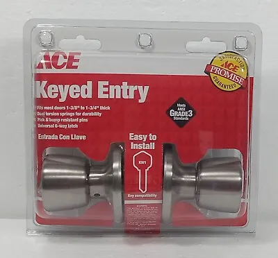 Ace Tulip Satin Stainless Steel Entry  Door Knob Key Entry Easy Install • $21.25