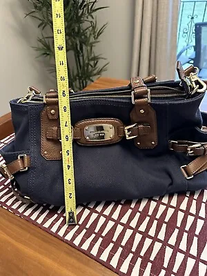 Michael Kors Navy Blue Canvas Gansevoort Large Shoulder Satchel/Bag NWOT $428 • $199.99