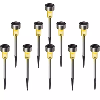 10 Pack Stainless Steel Solar Pathway Lights Waterproof Outdoor LED Solar Lights • $19.56