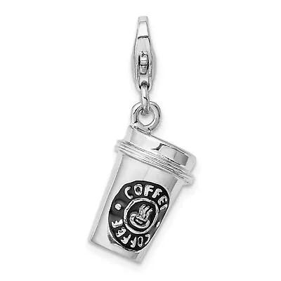 Sterling Silver Coffee Cup Lobster Clasp Charm Jewerly 28mm X 10mm • £35.14