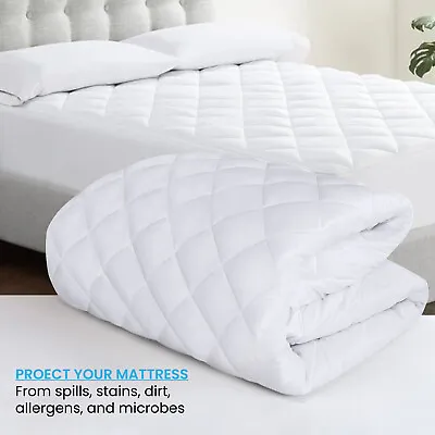 £4.99 • Buy Extra Deep Mattress Topper Quilted Bed Protector Cover Single Double King Size