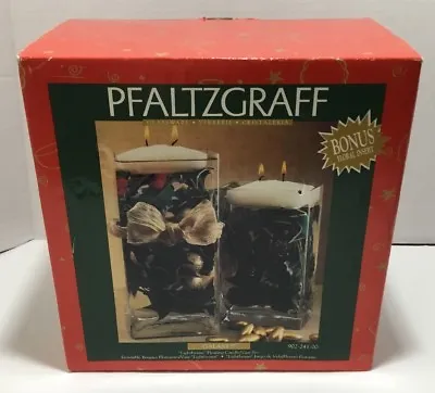 $19.99 • Buy NEW Pfaltzgraff Galaxy Light Beams 2 FLOATING CANDLE VASES Holly Floral Inserts