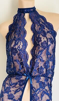 Navy Lace Camisole Bustier Garter Burlesque NEW Silhouette Dress Underwear 12 14 • $20