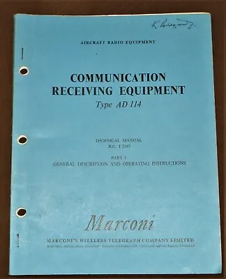 Marconi Communication Receiving Equipment AD114 Technical Handbook 1960 • £12.95