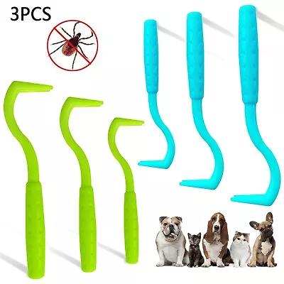 UK 3 Hook Pet Tick Remover Removal Tool Set Cat Dog Rabbit Human Tick Treatment • £2.75