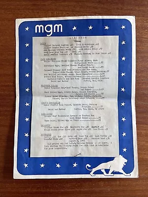 Vintage MGM Studio Comissary Menu August 1952 Nice Item! Jeopardy Stanwyck • $99