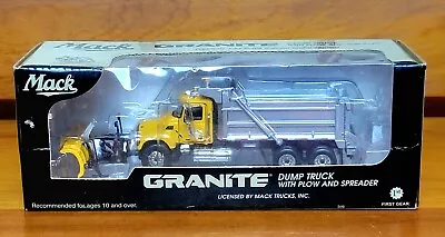 First Gear Mack Granite Dump Truck With Plow DOT 1:64 Diecast 69-0021 M1398 2005 • $99.99