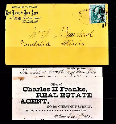 St Louis Mo 1883 Sc 207 Cover - Vandalia ILL / Contents Real Estate Land Agent • $9.95