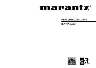 Marantz VP8600 DLP Projector Owners Manual • $21.99