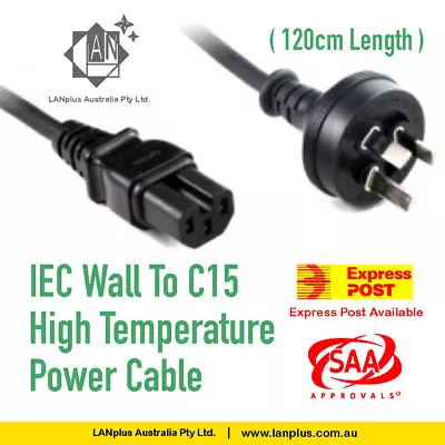 IEC Wall To C15 High Temperature  Power Cable 1.2M Length AU Stock Mel • $19.90