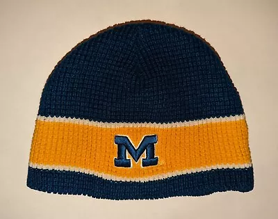 Michigan Wolverines Beanie Hat Zephyr Graf-X 100% Acrylic Navy/Gold 2000s • $10.99