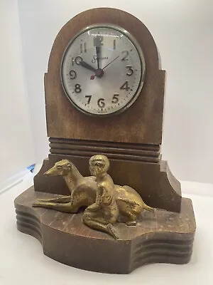 Antique Sessions Carriage Clock Made In USA Brass Boy And Dog For Parts • $42