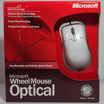 Microsoft Wheel Mouse Optical USB And PS/2 Compatible X08-71117A NEW IN BOX • $49.99