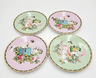 Williams Sonoma Famille Rose Bunny Salad Plates Set Of 4 Easter NEW • $99.95