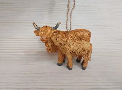 New Mama Baby Highland Cow CHRISTMAS Tree Ornament Western Country Ranch Fluffy  • $6.99