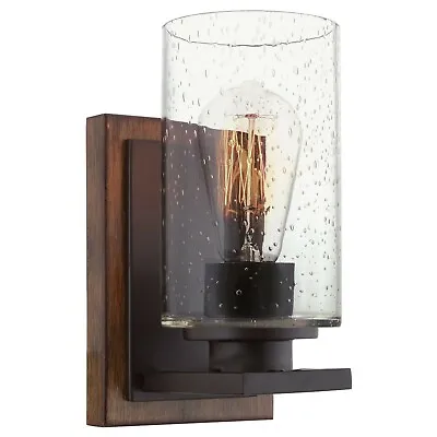  Kira Home Sedona 9  Modern Rustic Wall Sconce + Seeded Glass Cylinder Shade • $30.02