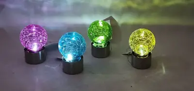 Solar Powered LED Light In Mini Crackle Glass Design For Garden Patio & Pathway • £14.98