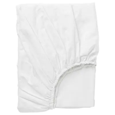 Ikea Dvala Fitted Sheet 100% Cotton Great Quality All Sizes Available [ White ] • £14.99