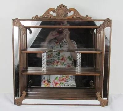 Vintage Mid-Century Wood Curio/Medicine Cabinet With Mirrors Fabulous Look • $229.99