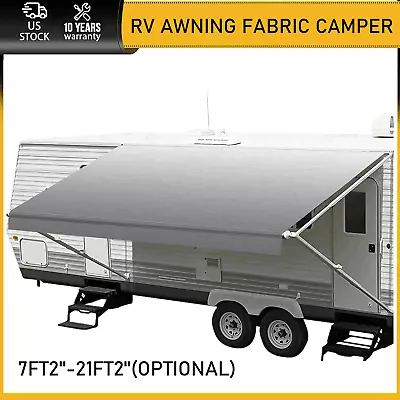 RV Awning Replacement Fabric Camper 8-22 Feet Weatherproof Vinyl Gray Fade • $94