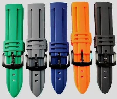 Black Havy Duty Black Blue Green Orange Rubber Sport Watch Strap Band 18-26mm • $13.20