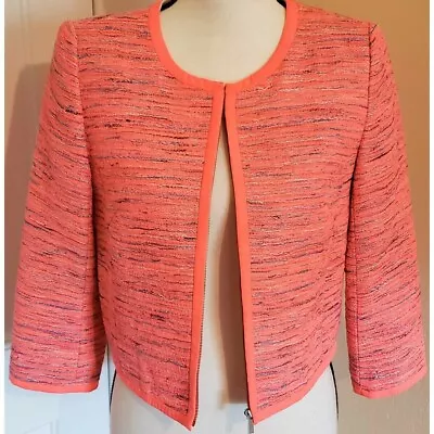McGinn Phoenix Tweed Blazer Jacket 6 Coral Boxy Neon Pink Small Business  • $35