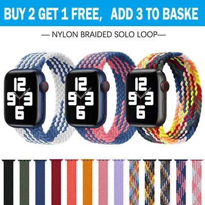 $11.89 • Buy For Apple Watch Band Series 8 7 6 5 SE Nylon Braided Solo Loop Strap 41 42 44 45