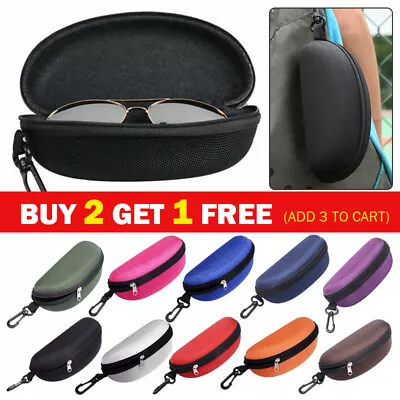 Portable Zipper Eye Glasses Sunglasses Hard Case Box Protector Large Hold Gift • £4.36