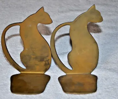 Vintage Pair Of  1960’s Brass Cat Bookends • $43.85