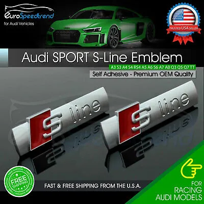 2x Audi S-Line Side Emblem Fender OEM Sport Badge A1 A3 A4 A5 A6 A7 A8 Q5 Q7 TT • $14.99