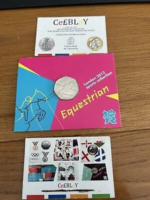 2012 LONDON OLYMPIC SPORTS 2011 EQUESTRIAN 50p COIN UNC SEALED IN CARD. • £10