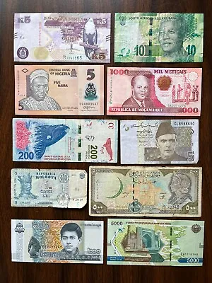 Variety Of 10 Different Foreign Banknotes Mixed World Paper Money Currency Lot • $10.95