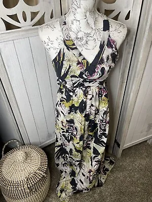 Martin + Osa Size 0 XS Abstract Floral Print Maxi Dress Navy Green Pink White • $21.84