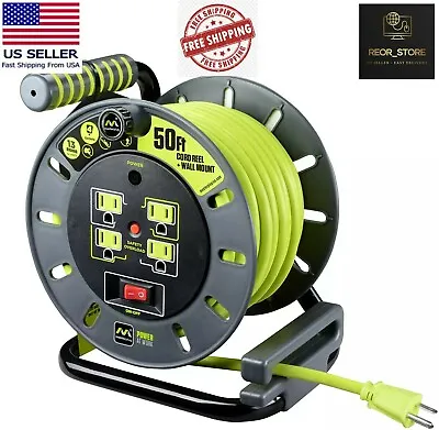 Masterplug Extension Cord Reel (50 Ft.) With Wall Mount FREE FAST SHIPPING • $49.37