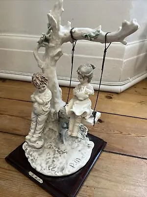 Vintage Capodimonte B Merli Boy With Girl On Swing Large Figure • £52