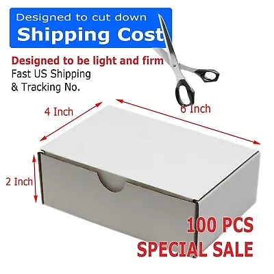 100 6x4x2 White Corrugated Shipping Mailer Packing Box Boxes 6 X 4 X 2 • $34.99